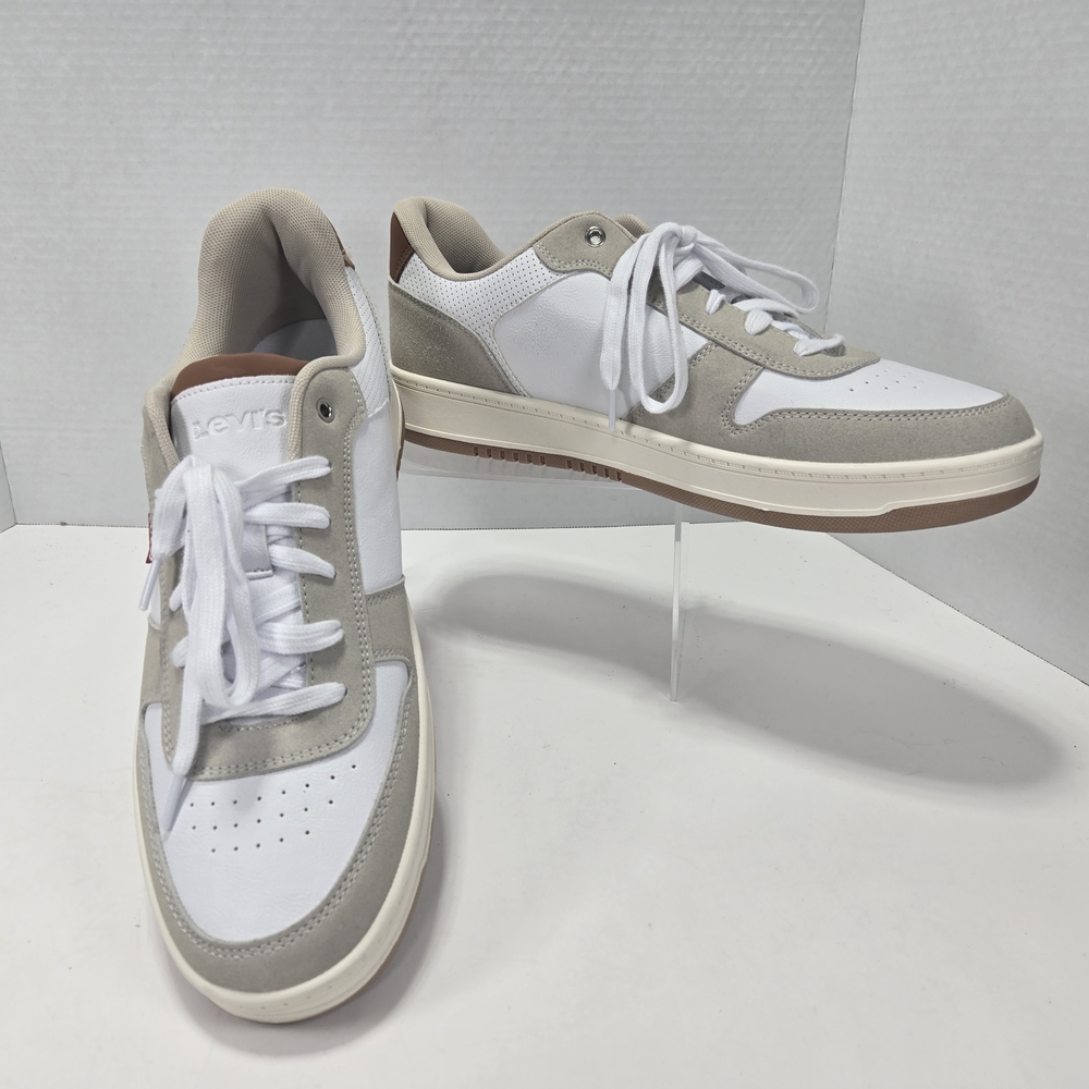 Levi's Drive Lo 2 White and Taupe Casual Sneakers Men's Size 12
